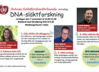 Temadag DNA-släktforskning 7/11 i Eslöv